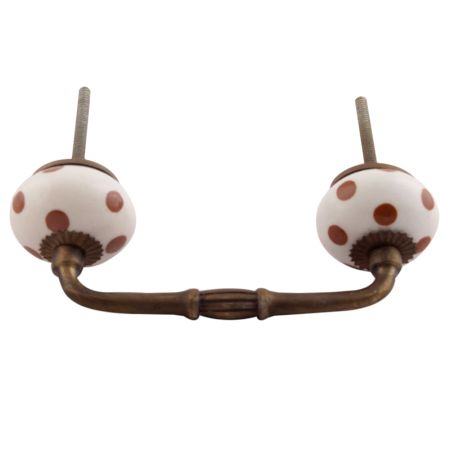 Brown Dotted Ceramic Floral Bridge Handles